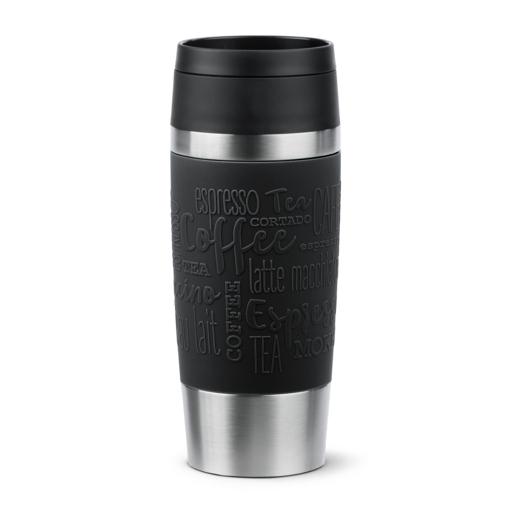 EMSA Travel Mug Classic Isoleerbeker met siliconen sleeve - 0.36Ltr - RVS/zwart