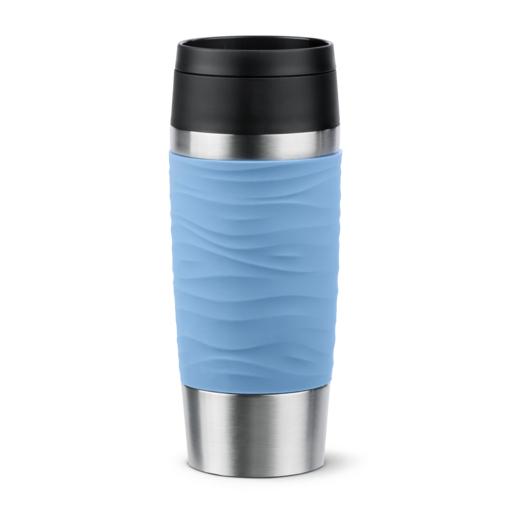 EMSA Travel Mug Classic Waves Isoleerbeker 0.36Ltr - RVS/blauw